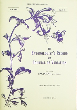 The cover of The Entomologist's Record and Journal of Variation. The illustration is by the well known English zoological artist and lepidopterist, Frederick William Frohawk.