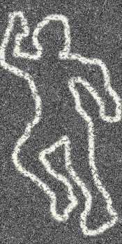 Illustration of a chalk outline of a body on tarmac
