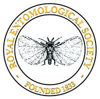 Logo of the Royal Entomological Society showing the strepsipteran at the centre