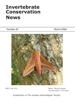 March 2018 Bulletin cover showing the Elephant Hawk-moth _Deiliphila elpenor_